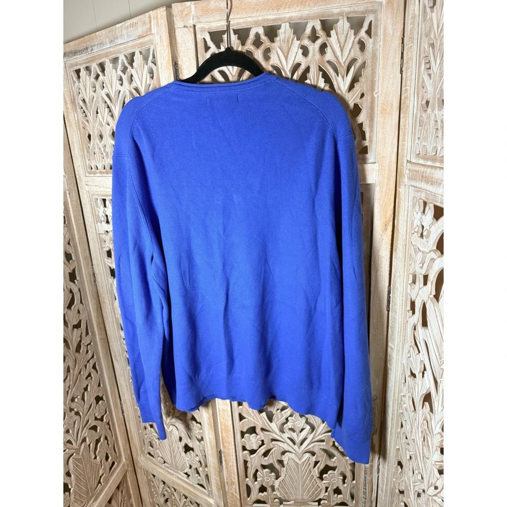 Banana Republic Mens XXL Royal Blue Organic Cotton Honeycomb Crew Sweater 582936